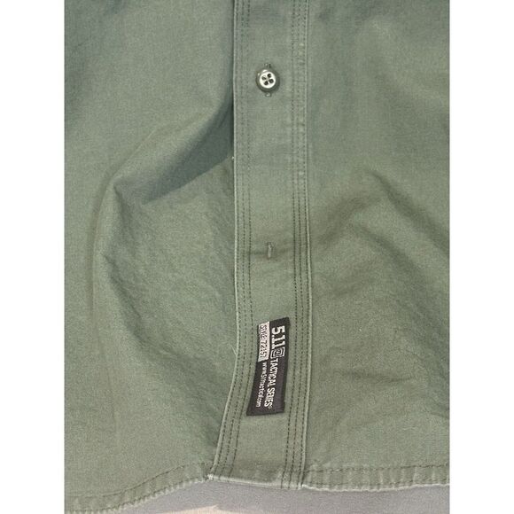 5.11 Tactical Shirt Long Sleeve 3XL Reg Military Green Button Up Style Pockets - Picture 11 of 14